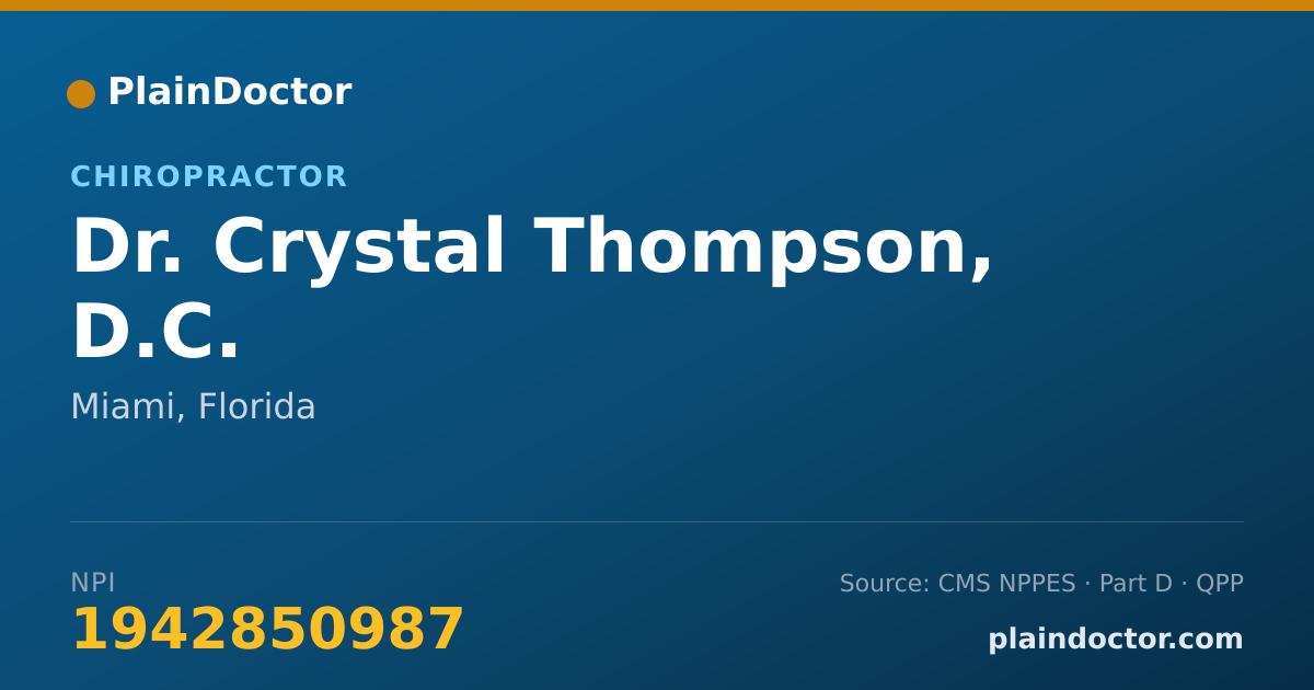 Shareable card for Crystal Thompson, D.C. - Chiropractor, Miami, FL