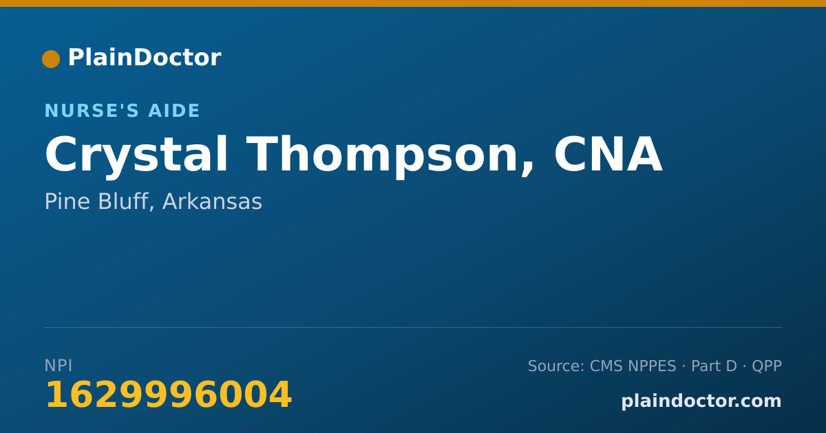 Shareable card for Crystal Thompson, CNA - Nurse's Aide, Pine Bluff, AR