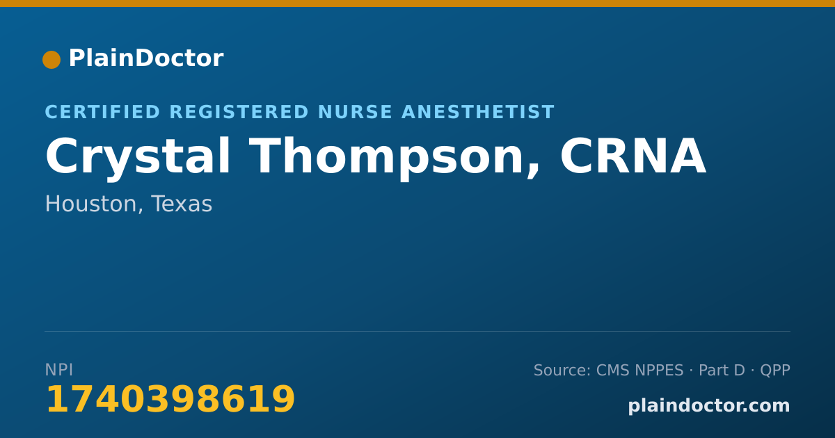 Shareable card for Crystal Thompson, CRNA - Certified Registered Nurse Anesthetist, Houston, TX