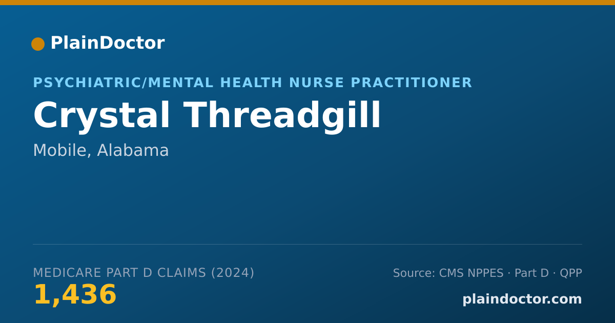 Shareable card for Crystal Threadgill - Psychiatric/Mental Health Nurse Practitioner, Mobile, AL
