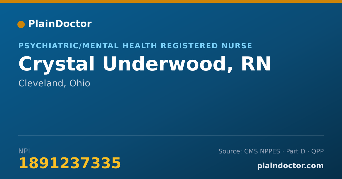 Shareable card for Crystal Underwood, RN - Psychiatric/Mental Health Registered Nurse, Cleveland, OH