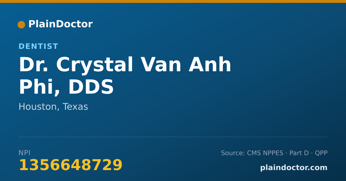 Shareable card for Crystal Van Anh Phi, DDS - Dentist, Houston, TX