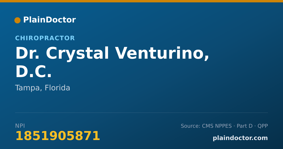 Shareable card for Crystal Venturino, D.C. - Chiropractor, Tampa, FL