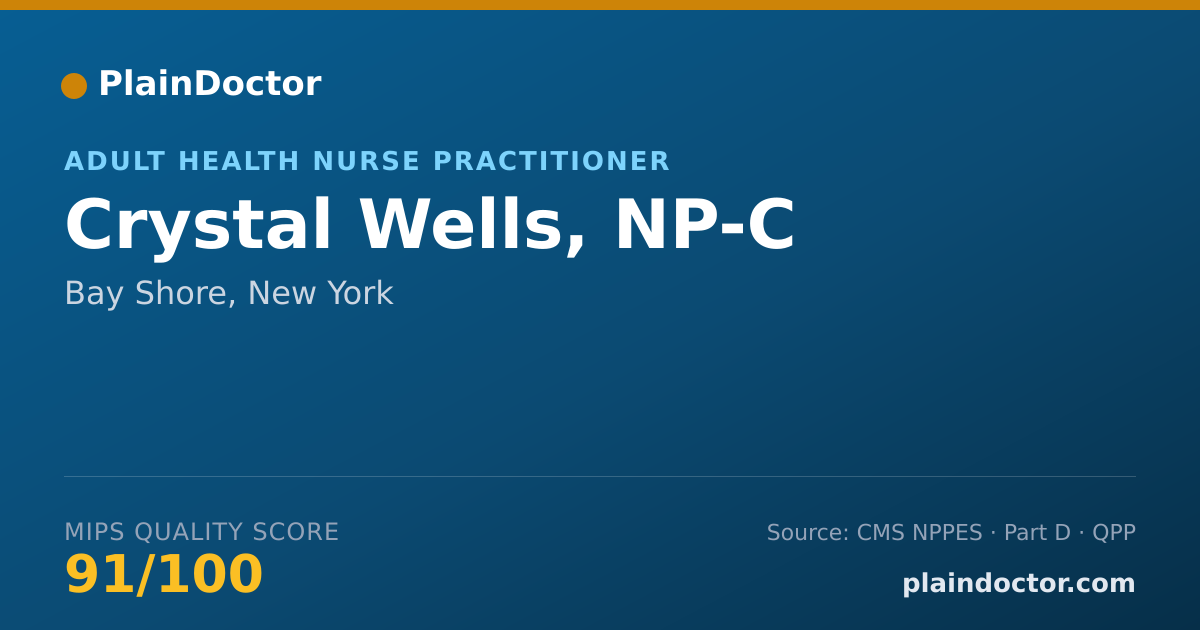 Shareable card for Crystal Wells, NP-C - Adult Health Nurse Practitioner, Bay Shore, NY