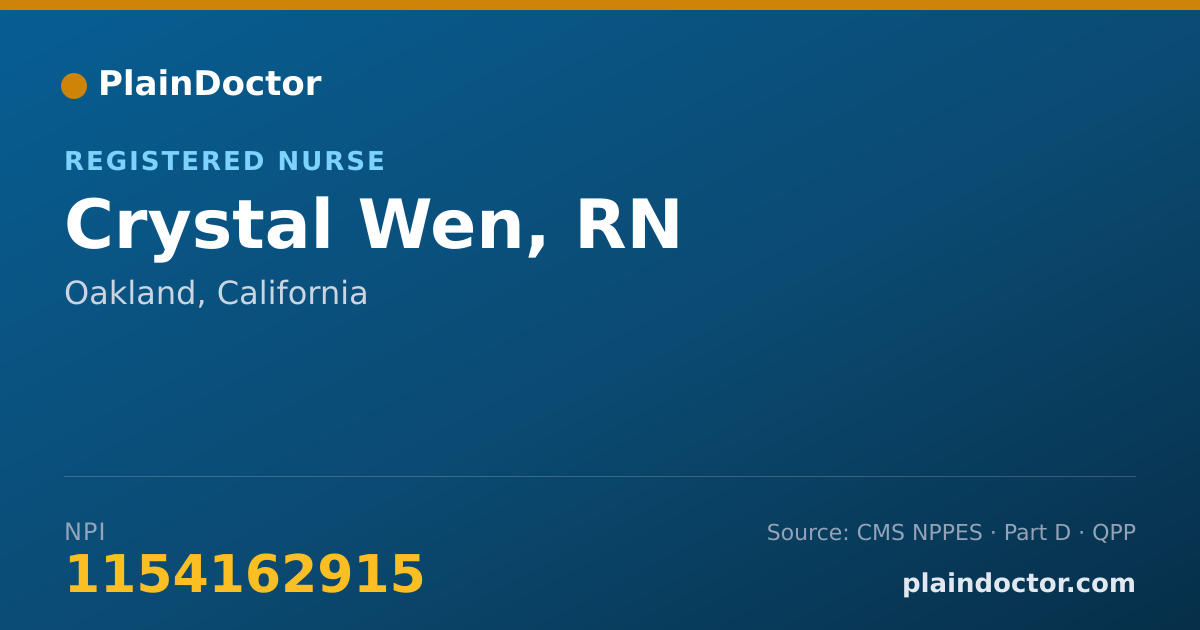 Shareable card for Crystal Wen, RN - Registered Nurse, Oakland, CA