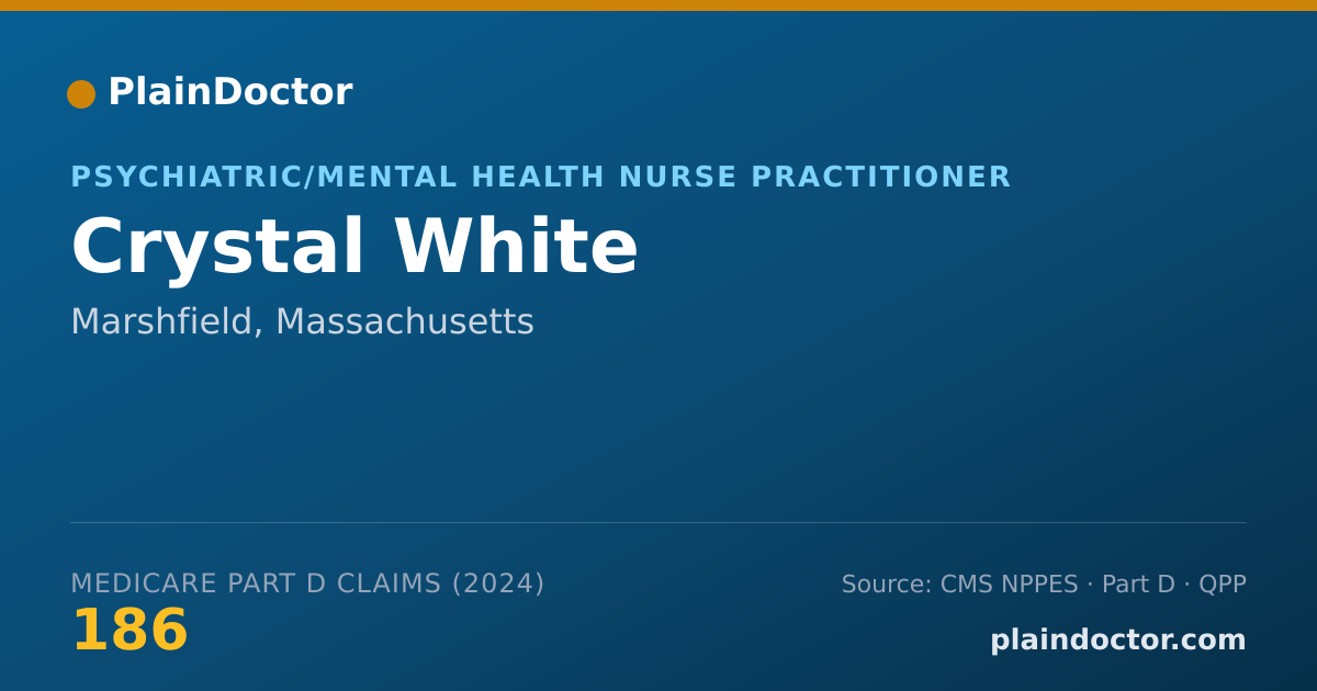 Shareable card for Crystal White - Psychiatric/Mental Health Nurse Practitioner, Marshfield, MA