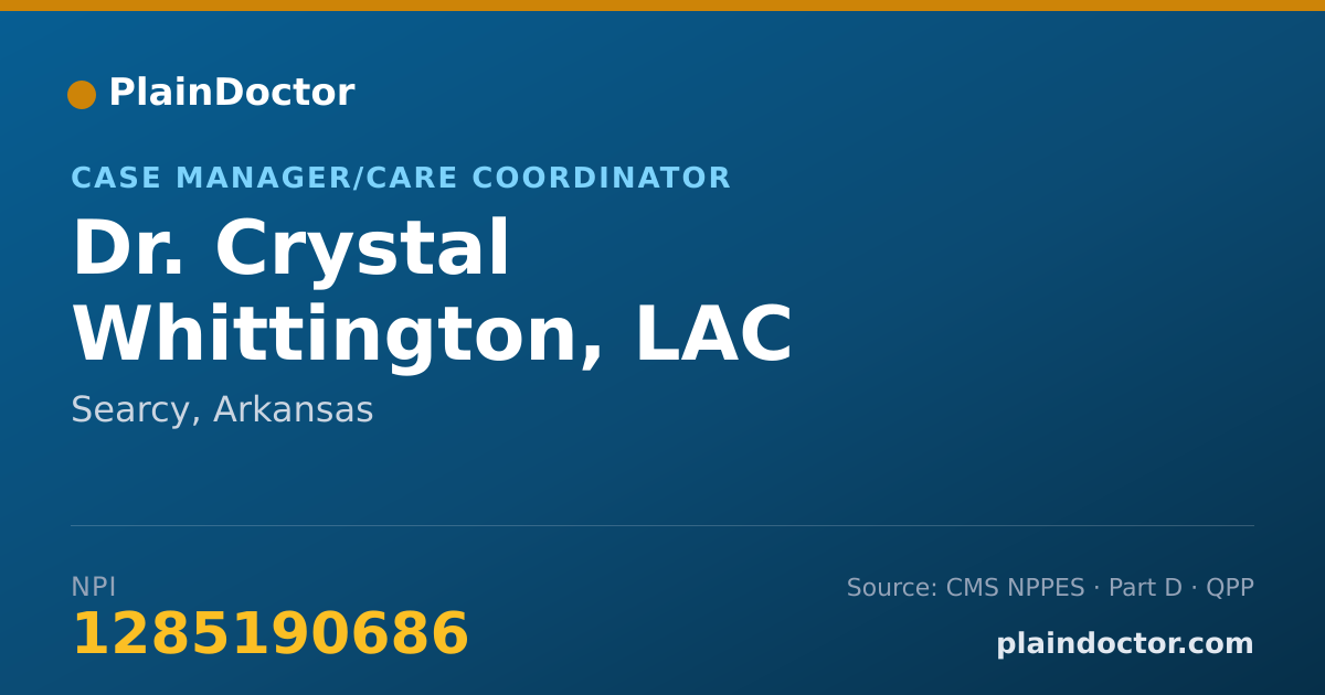 Shareable card for Crystal Whittington, LAC - Case Manager/Care Coordinator, Searcy, AR