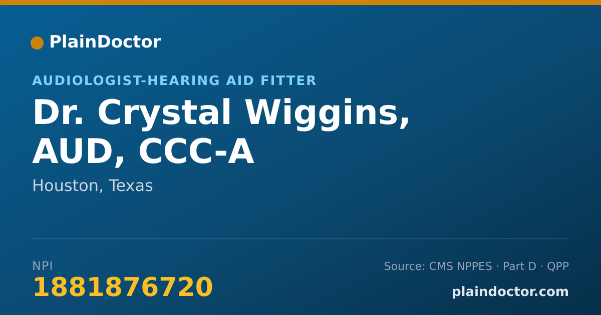 Shareable card for Crystal Wiggins, AUD, CCC-A - Audiologist-Hearing Aid Fitter, Houston, TX