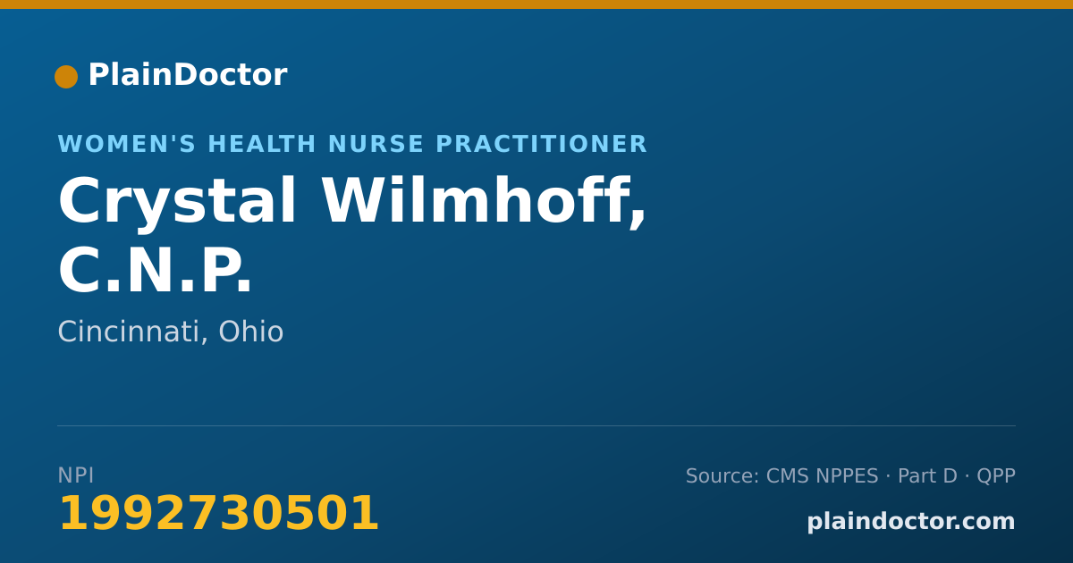 Shareable card for Crystal Wilmhoff, C.N.P. - Women's Health Nurse Practitioner, Cincinnati, OH