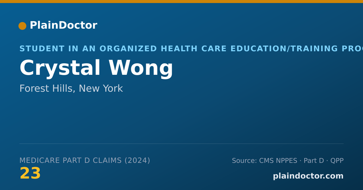 Shareable card for Crystal Wong - Student in an Organized Health Care Education/Training Program, Forest Hills, NY