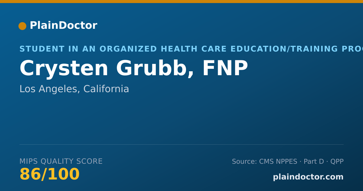 Shareable card for Crysten Grubb, FNP - Student in an Organized Health Care Education/Training Program, Los Angeles, CA