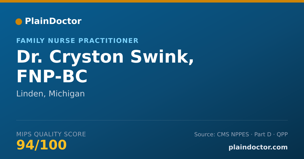 Shareable card for Cryston Swink, FNP-BC - Family Nurse Practitioner, Linden, MI