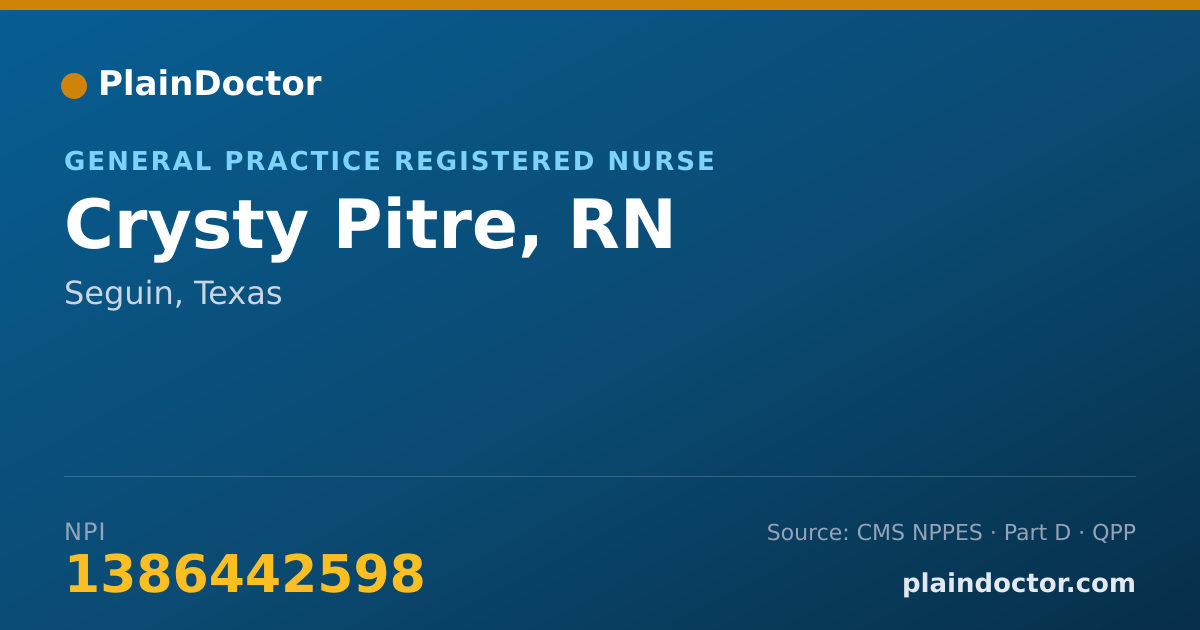 Shareable card for Crysty Pitre, RN - General Practice Registered Nurse, Seguin, TX