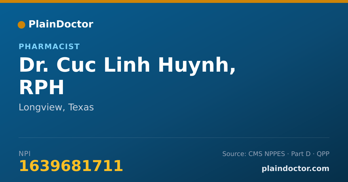 Shareable card for Cuc Linh Huynh, RPH - Pharmacist, Longview, TX