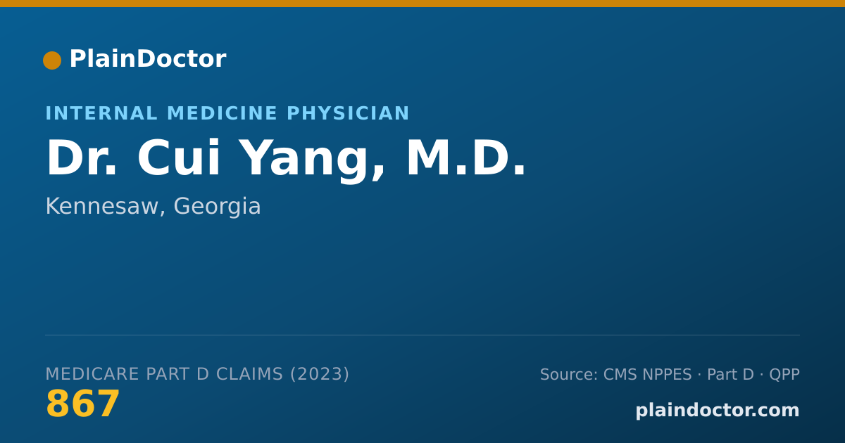 Shareable card for Cui Yang, M.D. - Internal Medicine Physician, Kennesaw, GA