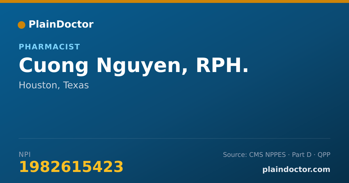 Shareable card for Cuong Nguyen, RPH. - Pharmacist, Houston, TX