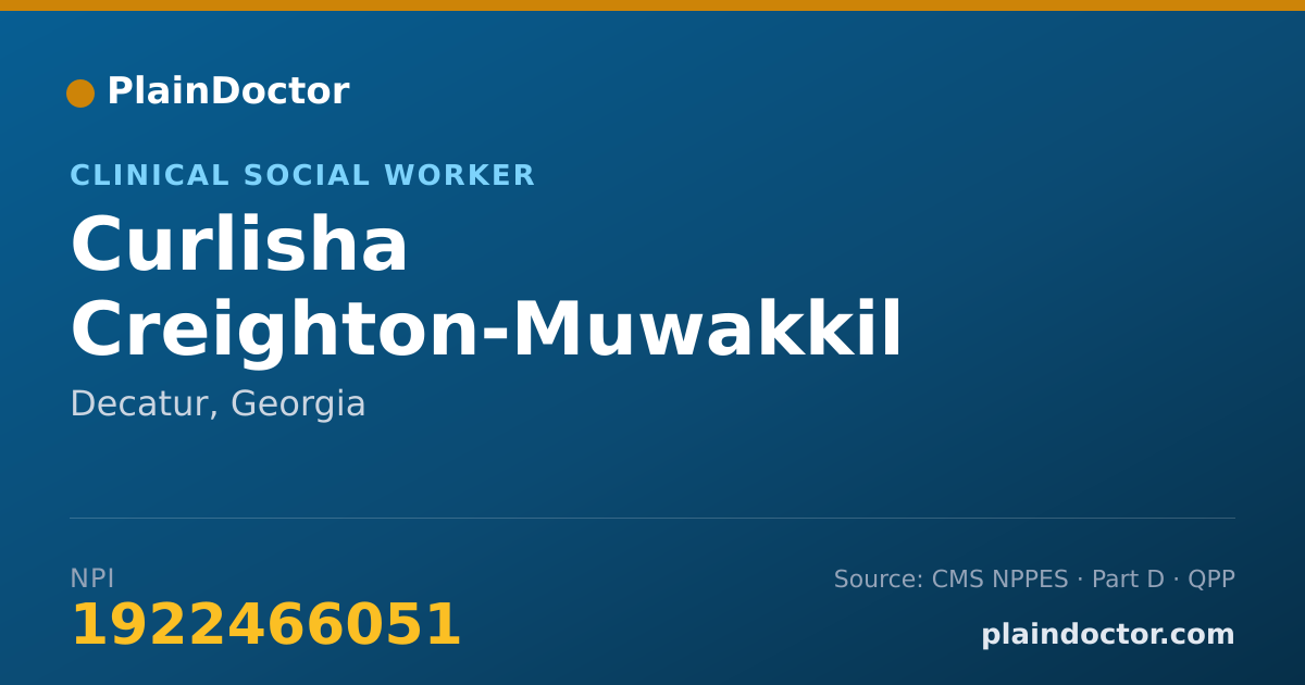 Shareable card for Curlisha Creighton-Muwakkil - Clinical Social Worker, Decatur, GA