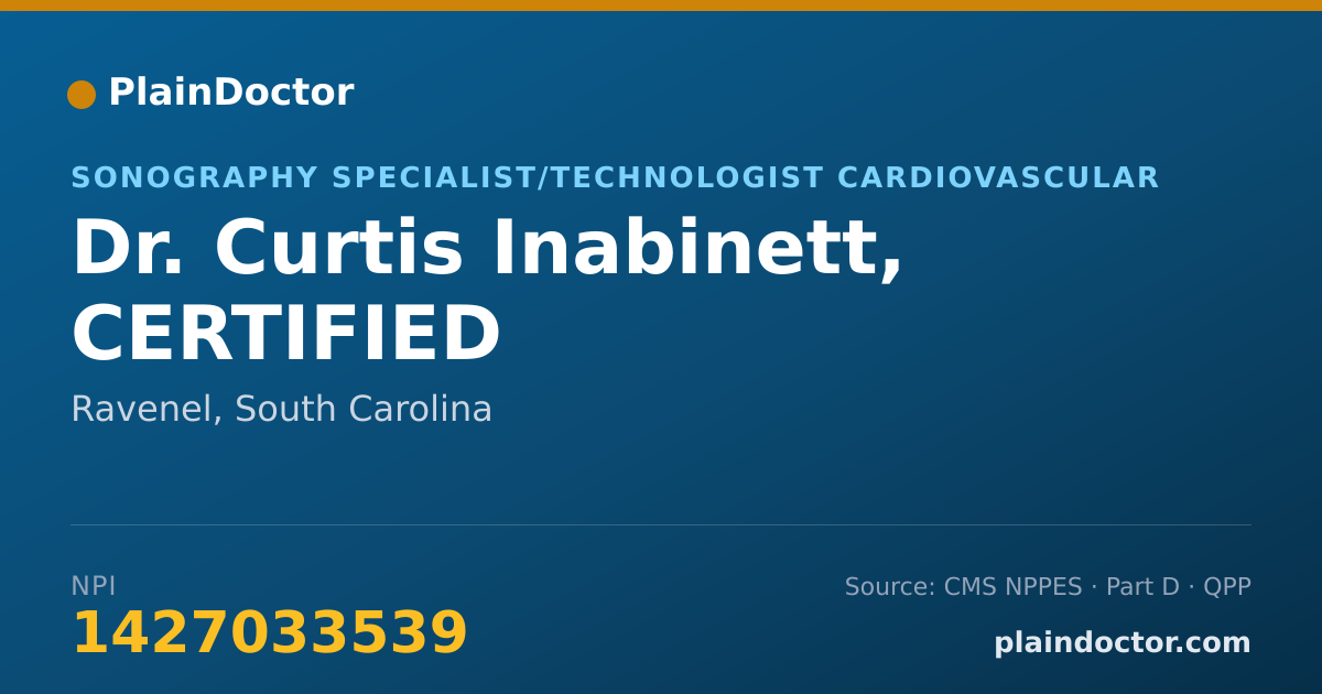 Shareable card for Curtis Inabinett, CERTIFIED - Sonography Specialist/Technologist Cardiovascular, Ravenel, SC
