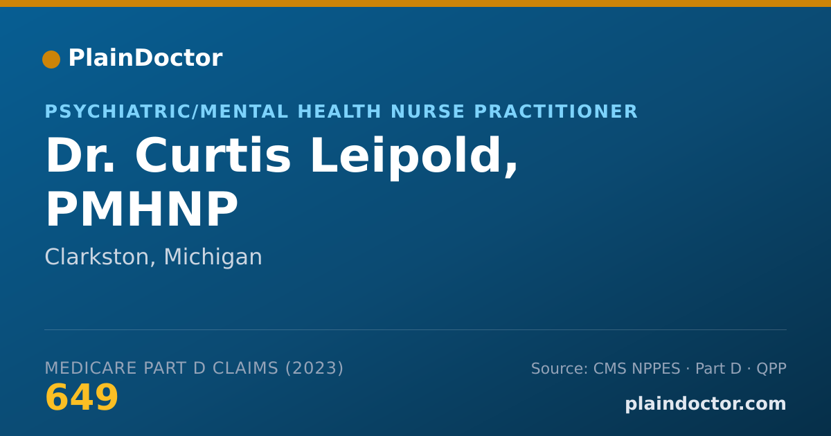 Shareable card for Curtis Leipold, PMHNP - Psychiatric/Mental Health Nurse Practitioner, Clarkston, MI