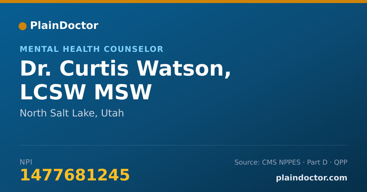 Shareable card for Curtis Watson, LCSW MSW - Mental Health Counselor, North Salt Lake, UT