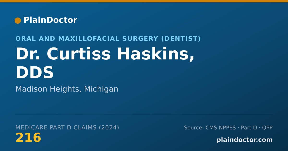 Shareable card for Curtiss Haskins, DDS - Oral and Maxillofacial Surgery (Dentist), Madison Heights, MI