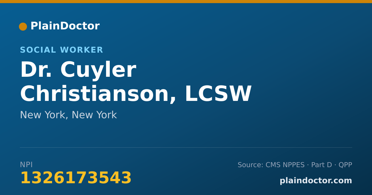 Shareable card for Cuyler Christianson, LCSW - Social Worker, New York, NY