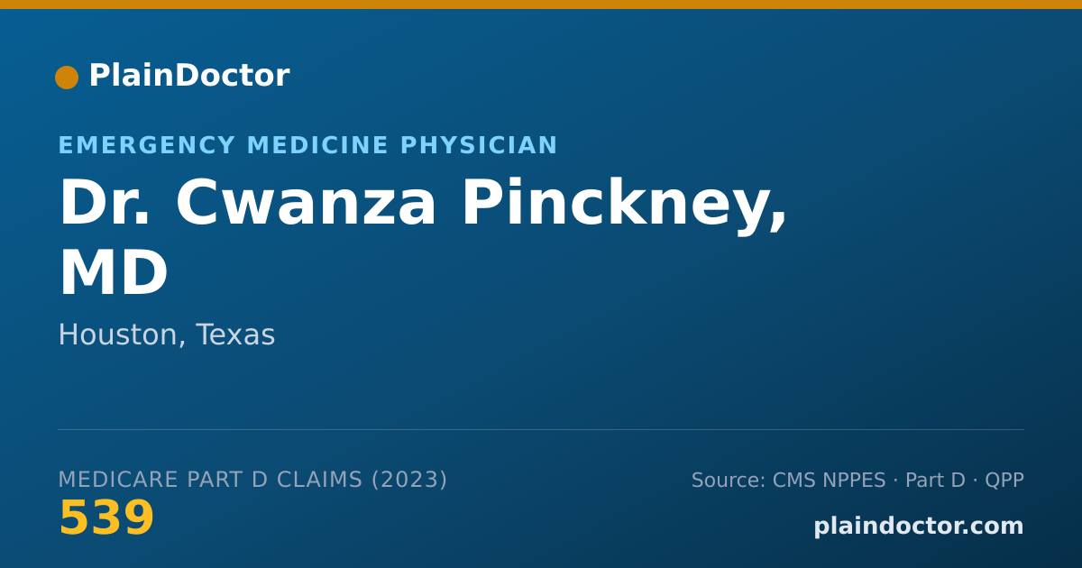 Shareable card for Cwanza Pinckney, MD - Emergency Medicine Physician, Houston, TX