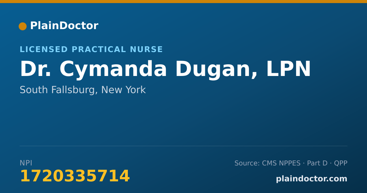 Shareable card for Cymanda Dugan, LPN - Licensed Practical Nurse, South Fallsburg, NY
