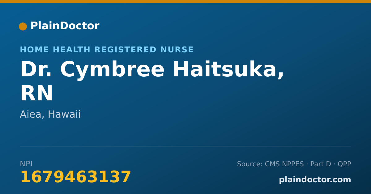 Shareable card for Cymbree Haitsuka, RN - Home Health Registered Nurse, Aiea, HI