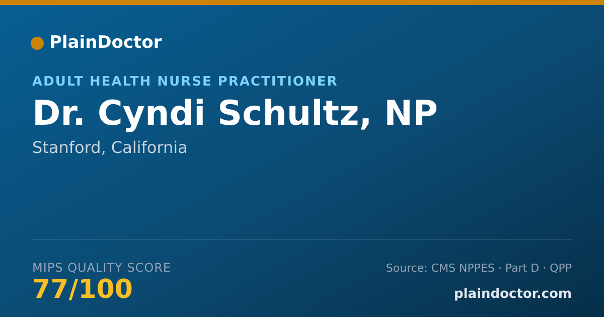 Shareable card for Cyndi Schultz, NP - Adult Health Nurse Practitioner, Stanford, CA