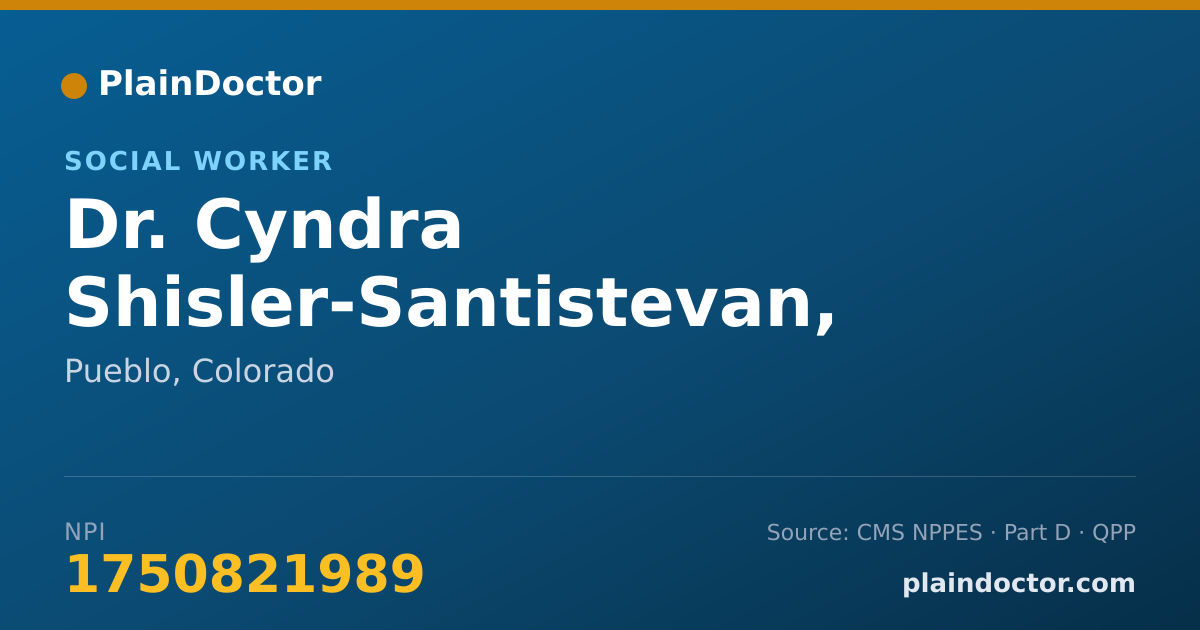 Shareable card for Cyndra Shisler-Santistevan, MSW - Social Worker, Pueblo, CO