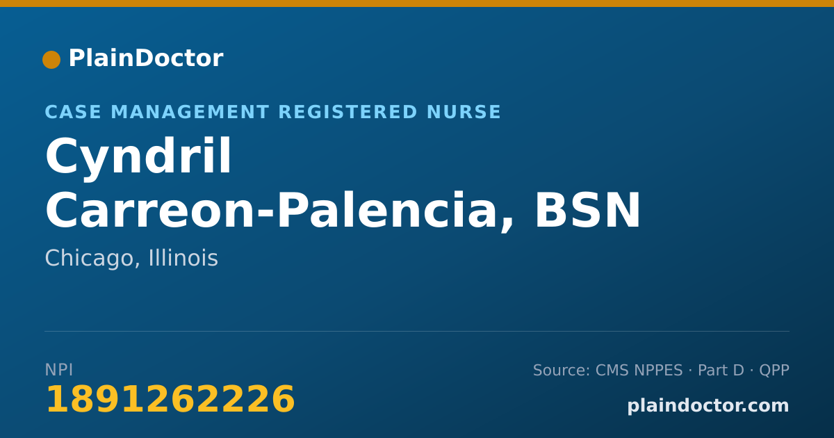 Shareable card for Cyndril Carreon-Palencia, BSN - Case Management Registered Nurse, Chicago, IL