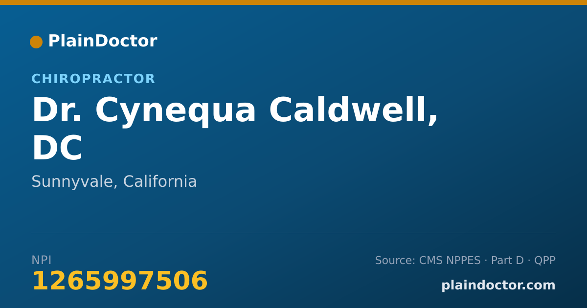 Shareable card for Cynequa Caldwell, DC - Chiropractor, Sunnyvale, CA