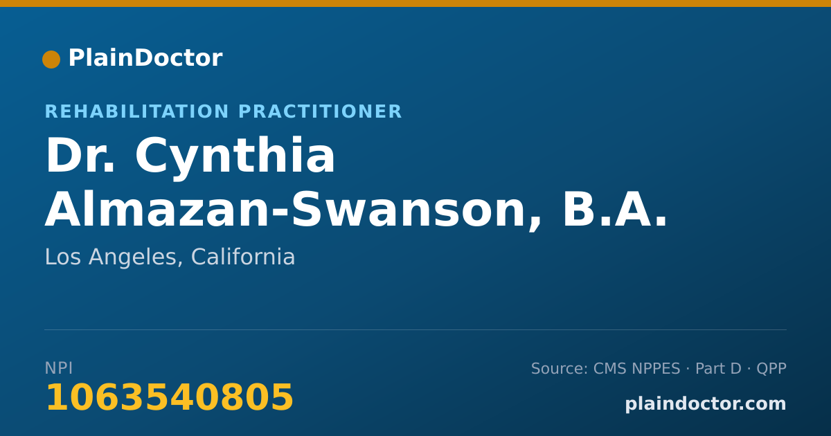Shareable card for Cynthia Almazan-Swanson, B.A. - Rehabilitation Practitioner, Los Angeles, CA