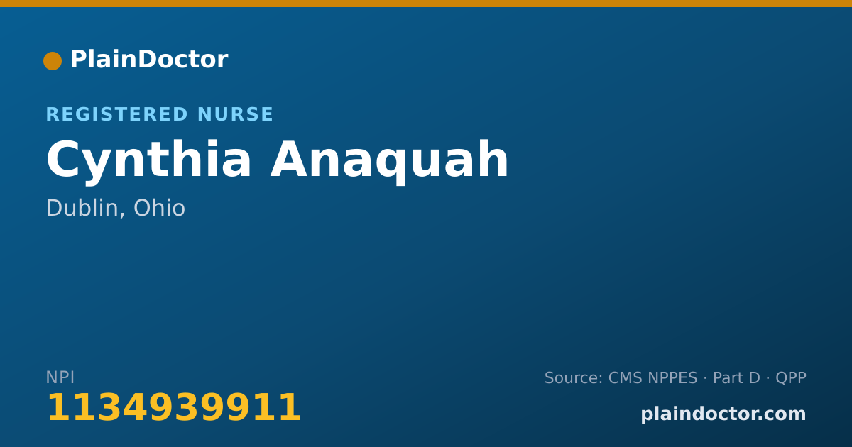 Shareable card for Cynthia Anaquah - Registered Nurse, Dublin, OH
