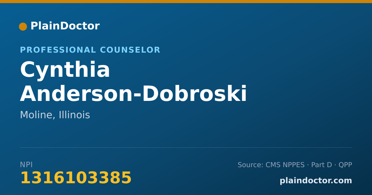 Shareable card for Cynthia Anderson-Dobroski - Professional Counselor, Moline, IL
