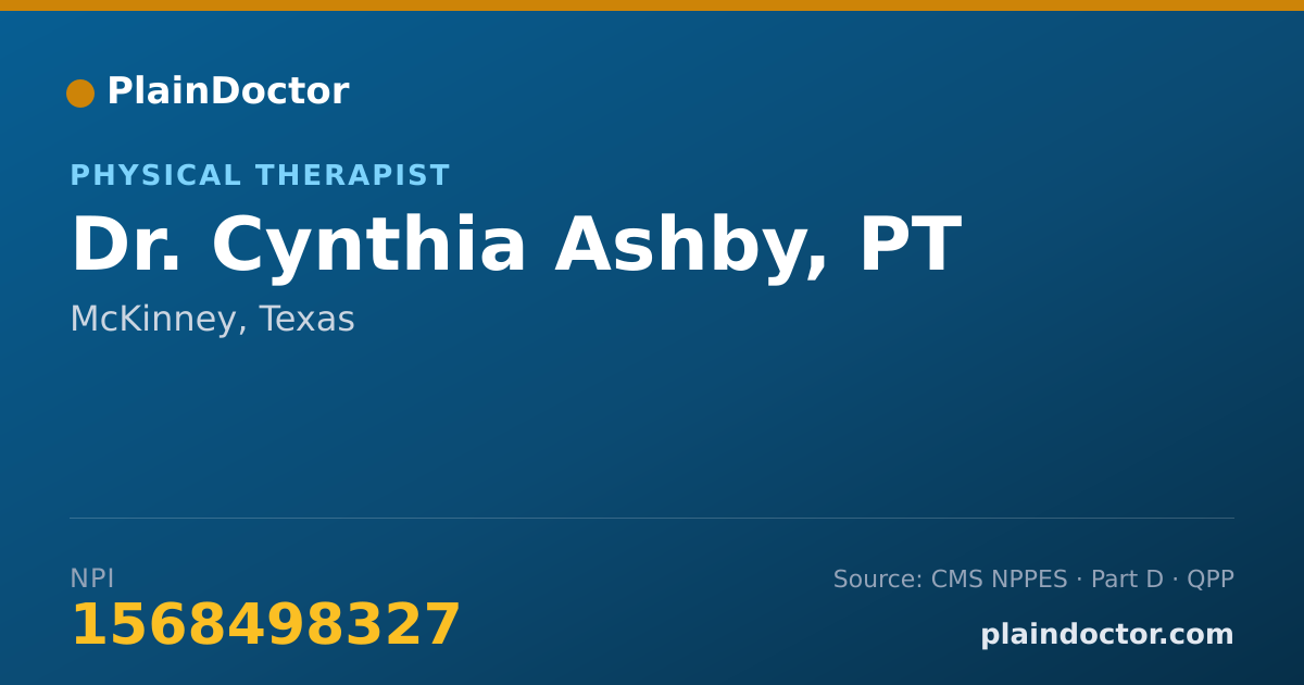 Shareable card for Cynthia Ashby, PT - Physical Therapist, McKinney, TX