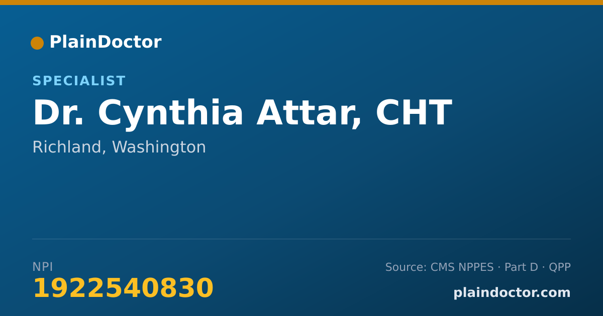 Shareable card for Cynthia Attar, CHT - Specialist, Richland, WA
