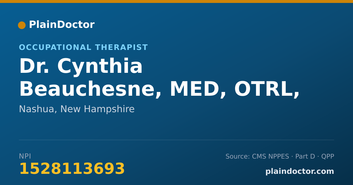 Shareable card for Cynthia Beauchesne, MED, OTRL, CHT - Occupational Therapist, Nashua, NH
