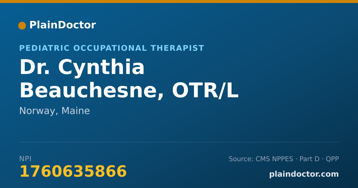 Shareable card for Cynthia Beauchesne, OTR/L - Pediatric Occupational Therapist, Norway, ME