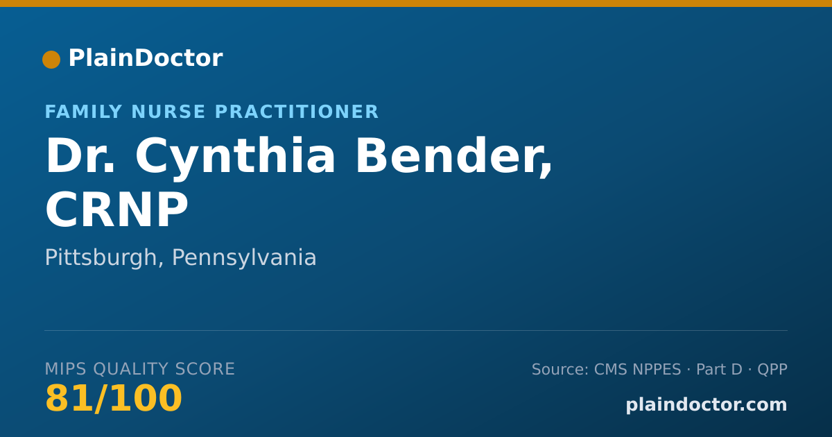 Shareable card for Cynthia Bender, CRNP - Family Nurse Practitioner, Pittsburgh, PA