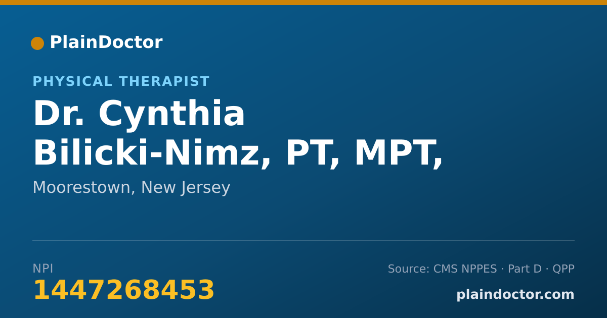 Shareable card for Cynthia Bilicki-Nimz, PT, MPT, DPT, CSCS - Physical Therapist, Moorestown, NJ