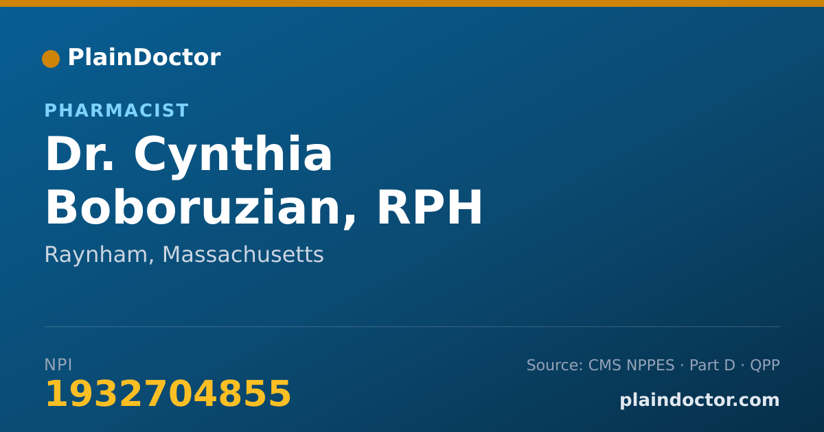 Shareable card for Cynthia Boboruzian, RPH - Pharmacist, Raynham, MA
