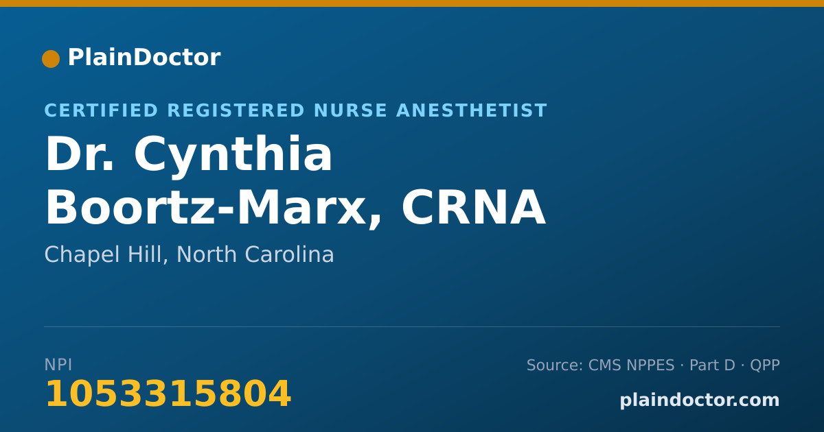 Shareable card for Cynthia Boortz-Marx, CRNA - Certified Registered Nurse Anesthetist, Chapel Hill, NC