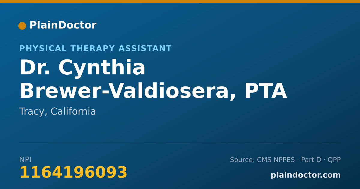Shareable card for Cynthia Brewer-Valdiosera, PTA - Physical Therapy Assistant, Tracy, CA