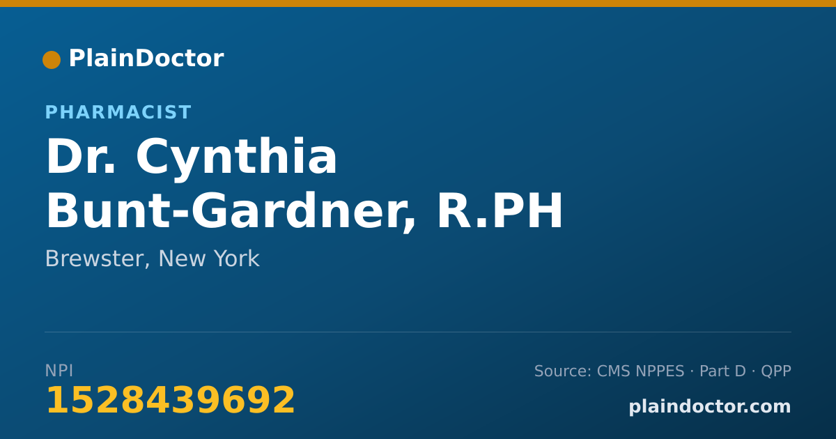 Shareable card for Cynthia Bunt-Gardner, R.PH - Pharmacist, Brewster, NY