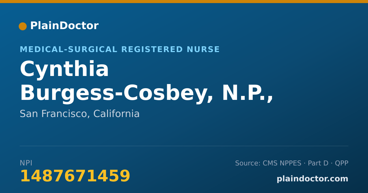 Shareable card for Cynthia Burgess-Cosbey, N.P., M.S.N., R.N. - Medical-Surgical Registered Nurse, San Francisco, CA