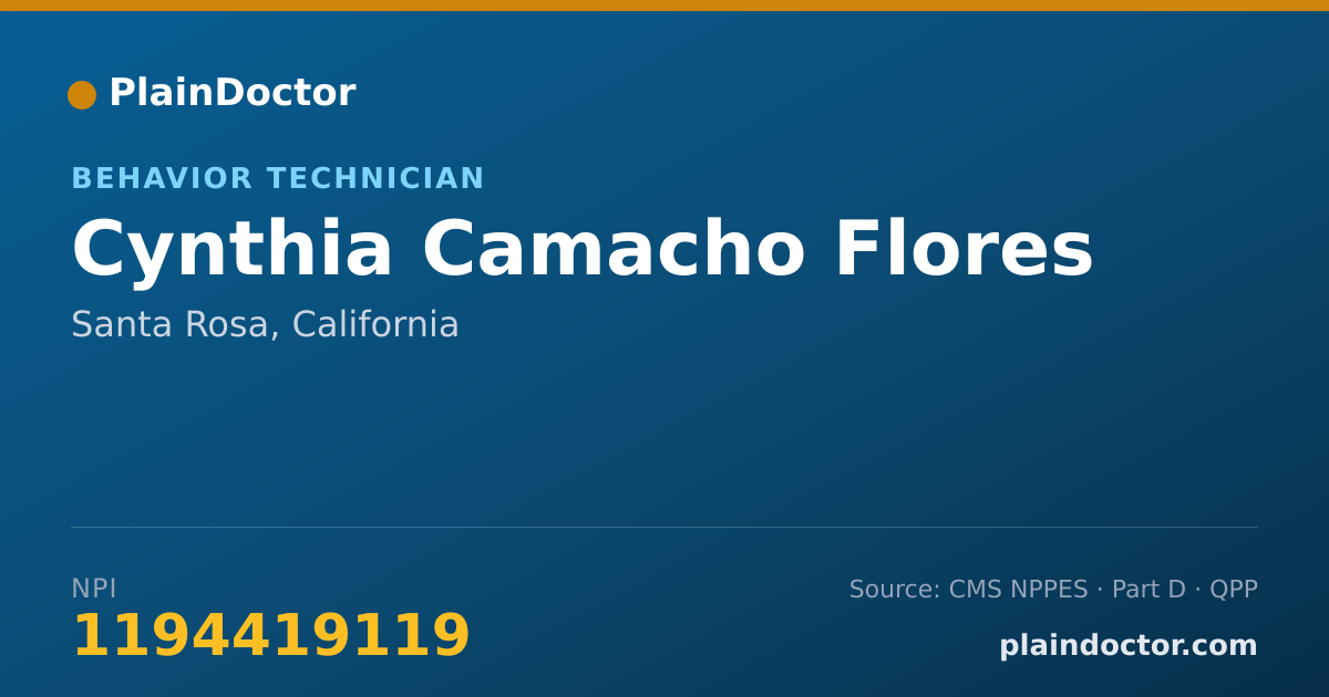 Shareable card for Cynthia Camacho Flores - Behavior Technician, Santa Rosa, CA