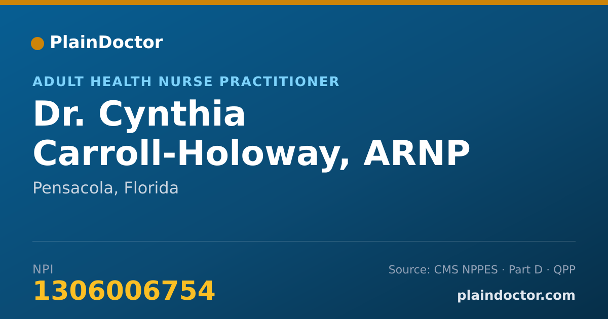Shareable card for Cynthia Carroll-Holoway, ARNP - Adult Health Nurse Practitioner, Pensacola, FL