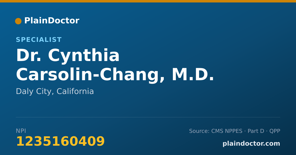Shareable card for Cynthia Carsolin-Chang, M.D. - Specialist, Daly City, CA